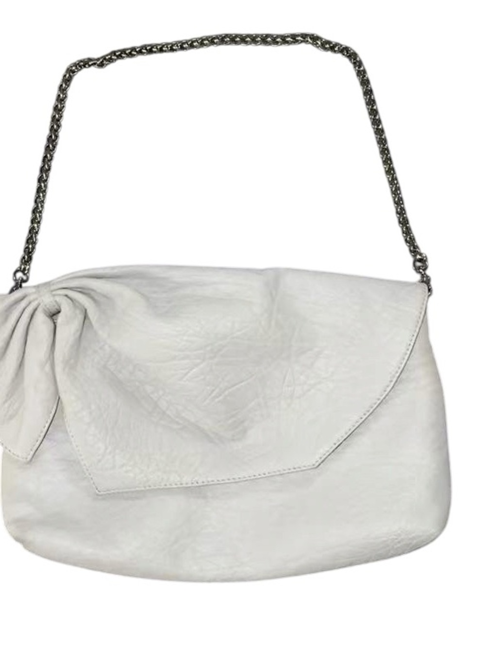 Inge Christopher Foldover Bow Clutch Shoulder Bag STN-004 Gray includes tag